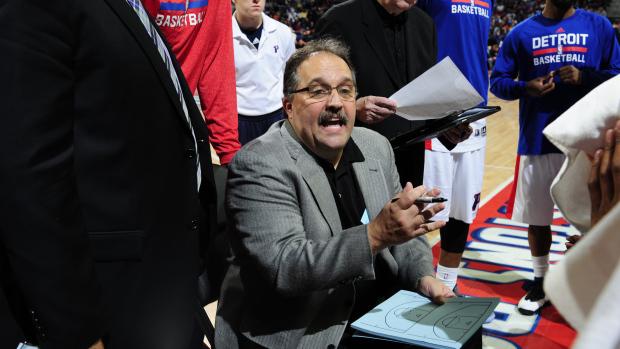 AUBURN HILLS, MI - APRIL 10:  Head coach Stan Van Gundy of the Detroit Pistons during the game against the Indiana Pacers on April 10, 2015 at The Palace of Auburn Hills in Auburn Hills, Michigan.(Photo by Allen Einstein/NBAE via Getty Images)