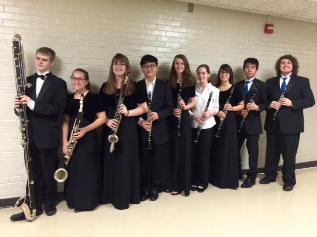 The RHS Clarinet Choir, led by Junior Cameron Page, received a one for their performance at Solo and Ensemble. From left to right: Steven Salkowski, Liz Desment, Lauren Jakobiak, Taehoon Song, Meredith Benson, Rachel Rettie, Mala Oehlberg, Kengo Takenouchi, and Cameron Page.