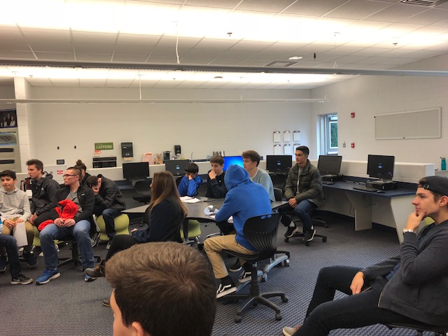RHS students at Lakeland High School learning about the functions of Virtual Enterprise International. Photo courtesy of Mrs. Malsbuy.