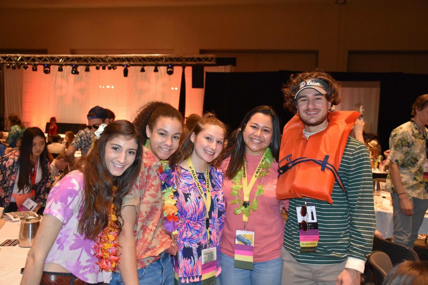 StuGo members wear their tropical gear during one of the activities at States. Photo courtesy of sophomore Anna Nickel.