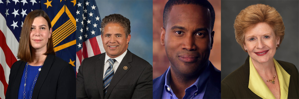 Pictured left to right: Elissa Slotkin, Mike Bishop, John James, and Debbie Stabenow. Photos courtesy of Creative Commons